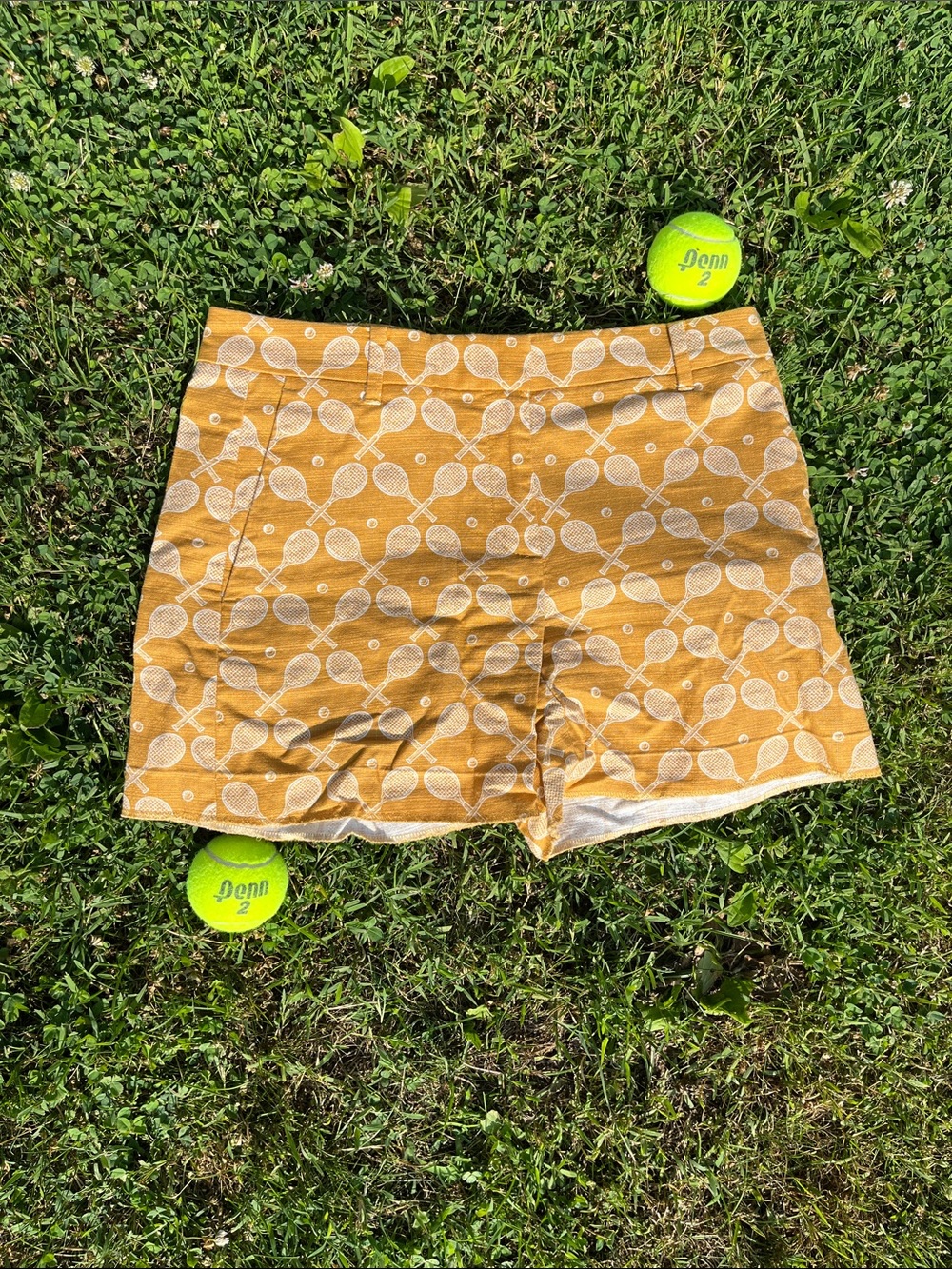 Ann Taylor Yellow Tennis Racket Print Skort